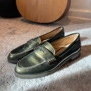 SOLD - NOT FOR SALE Coach Olive Green Patent Leather Loafers - Size 8.5